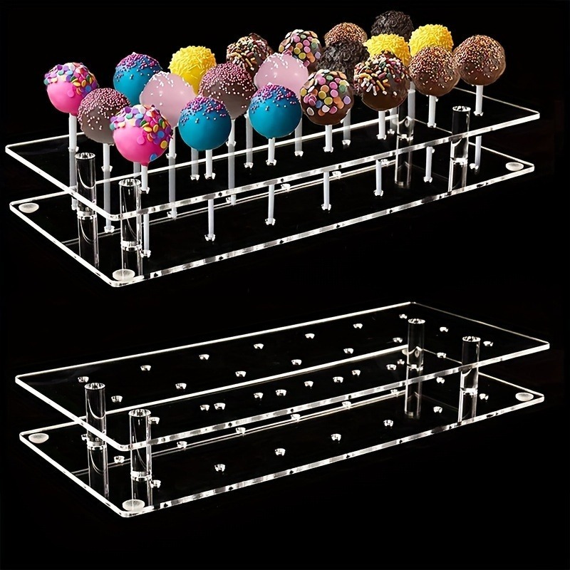 Wedding Cake Supply - 2er-Pack Transparente Acryl-Cake-Pop-Ständer mit 21 Löchern
